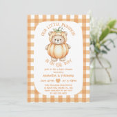 Invitation Citrouille de l'ours Baby shower neutre (Debout devant)
