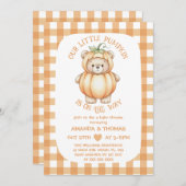 Invitation Citrouille de l'ours Baby shower neutre (Devant / Derrière)