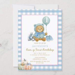 Invitation Citrouille de l'ours bleu Beary premier anniversai