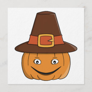 Invitation Citrouille de pèlerin sourire de Thanksgiving