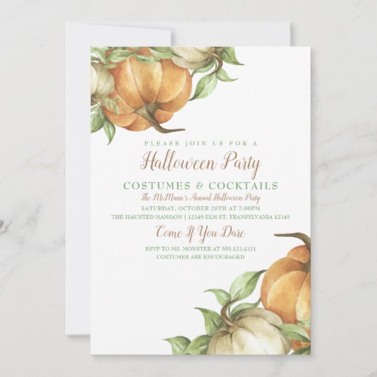 Invitation Citrouille de récolte (Devant)