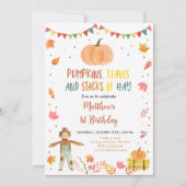 Invitation Citrouille de récolte d'automne Anniversaire (Devant)