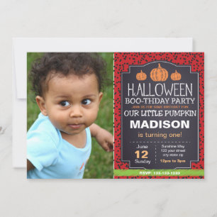 Invitation Citrouille de Red Halloween avec photo