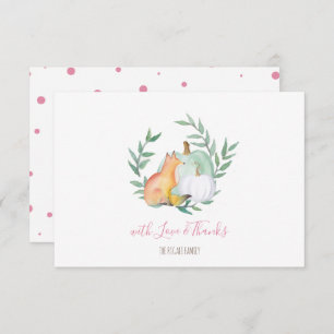 Invitation Citrouille de renard rose Woodland