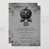 Invitation Citrouille de squelette effrayant Trick ou traiter (Devant / Derrière)