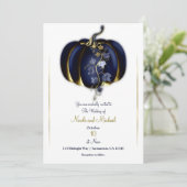 Invitation Citrouille de Storybook Dark Blue & Gold Mariage d (Debout devant)