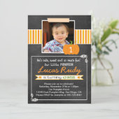 Invitation Citrouille de tableau noir 1er anniversaire Invita (Debout devant)