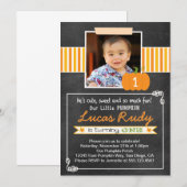 Invitation Citrouille de tableau noir 1er anniversaire Invita (Devant / Derrière)