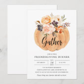 Invitation Citrouille de Thanksgiving Friendsgivin (Devant / Derrière)