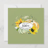 Invitation Citrouille de tournesol Automne 100e Carré Anniver (Dos)