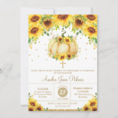 Invitation Citrouille de tournesol baptême 1er anniversaire (Devant)