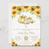 Invitation Citrouille de tournesol éléphant baptême baptême (Devant)