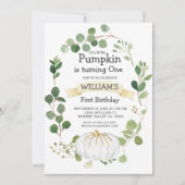 Invitation Citrouille de verdure automne garçon premier anniv (Devant)