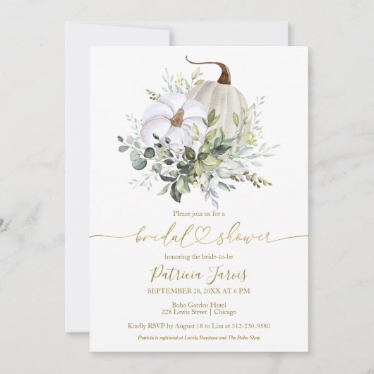 Invitation Citrouille de verdure automne nuptiale de douche I (Devant)