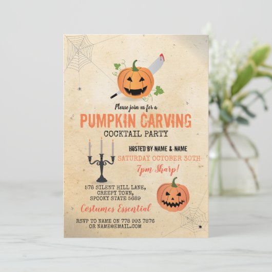 Invitation Citrouille découpant des Webs de cocktail de (Debout devant)