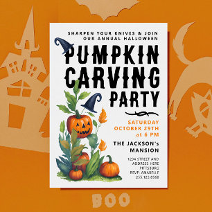 Invitation Citrouille découpée pour une fête d'Halloween effr
