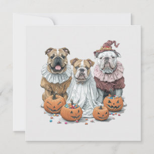 Invitation Citrouille des Bulldogs anglais d'Halloween