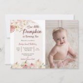 Invitation Citrouille Deuxième anniversaire Notre petite phot (Devant)