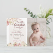 Invitation Citrouille Deuxième anniversaire Notre petite phot (Debout devant)