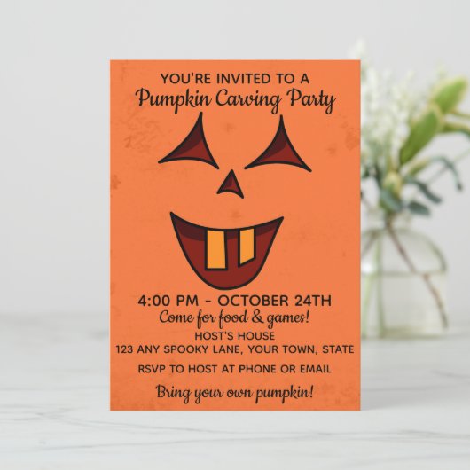 Invitation Citrouille d'Halloween (Debout devant)