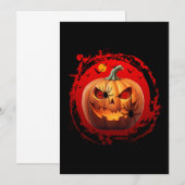 Invitation citrouille d'Halloween araignées effrayantes chauv (Devant / Derrière)