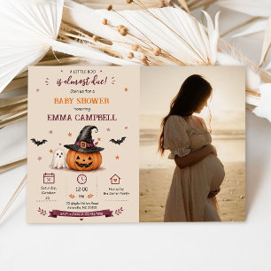 Invitation Citrouille d'Halloween Bébé Little Boo Shower Phot