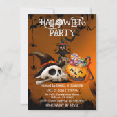 Invitation Citrouille d'Halloween bonbons crâne os squelettiq (Devant)