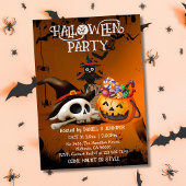 Invitation Citrouille d'Halloween bonbons crâne os squelettiq