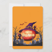 Invitation Citrouille d'Halloween, chats et chapeau de sorciè (Devant)