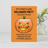 Invitation citrouille d'Halloween effrayante (Debout devant)