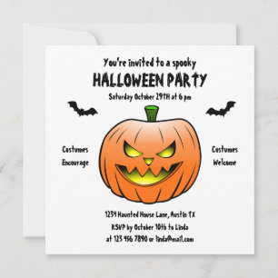 Invitation citrouille d'Halloween effrayante