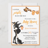 Invitation Citrouille d'Halloween en route Fête bébé sorcière (Devant)