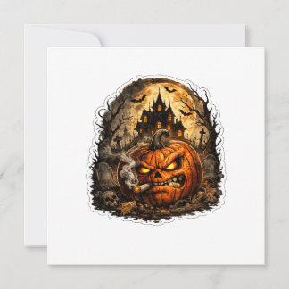 Invitation 🎃 Citrouille d'Halloween furieuse Autocollant | É