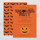 Invitation Citrouille d'Halloween Jack O'Lantern noir orange (Devant / Derrière)