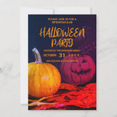 Invitation Citrouille d'halloween jaune violet (Devant)