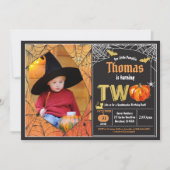 Invitation citrouille d'Halloween photo de la fête du 2e anni (Devant)