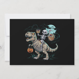 Invitation Citrouille d'Halloween T rex de dinosaure montant