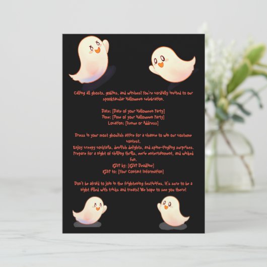 Invitation Citrouille d'Haloween (Debout devant)