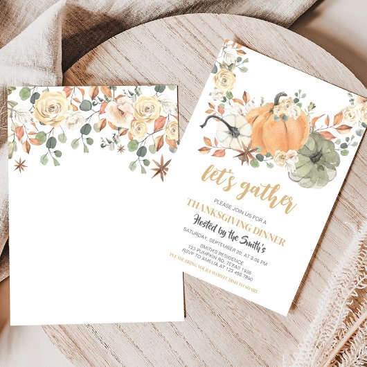 Invitation Citrouille Dîners Thanksgiving