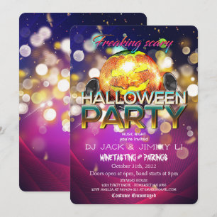 Invitation Citrouille disco boule Halloween complètement effr