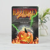 Invitation Citrouille discoïaque d'Halloween Jack O Lantern e (Debout devant)
