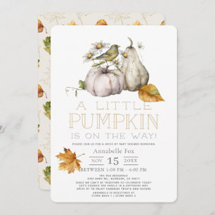 Invitation Citrouille d'oiseau Automne Aquarelle Baby shower