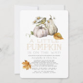 Invitation Citrouille d'oiseaux Baby shower d'aquarelle d'aut (Devant)