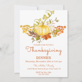 Invitation Citrouille d'or et feuilles d'automne (Devant)