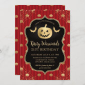 Invitation Citrouille d'or et Red Stripes 21e anniversaire (Devant / Derrière)