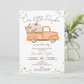Invitation Citrouille Douche, Camion Orange, Baby shower Auto (Debout devant)