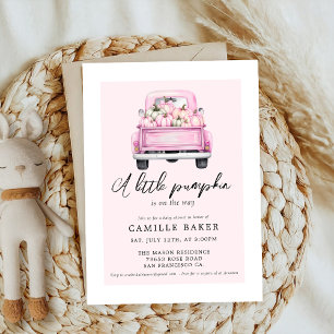 Invitation citrouille doux baby shower de chute rose coquette