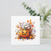 Invitation citrouille drôle d'automne Halloween (Debout devant)