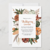 Invitation Citrouille du dîner de Thanksgiving rustique (Devant)