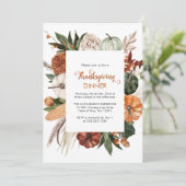 Invitation Citrouille du dîner de Thanksgiving rustique (Debout devant)